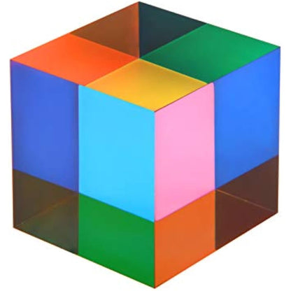 ECBANLI CMY Colour Cube, CMYcube 1.6 inch (40mm) RGB Dispersion Crystal Optical Acrylic Prism for Physics Teaching Photography Desktop Decor