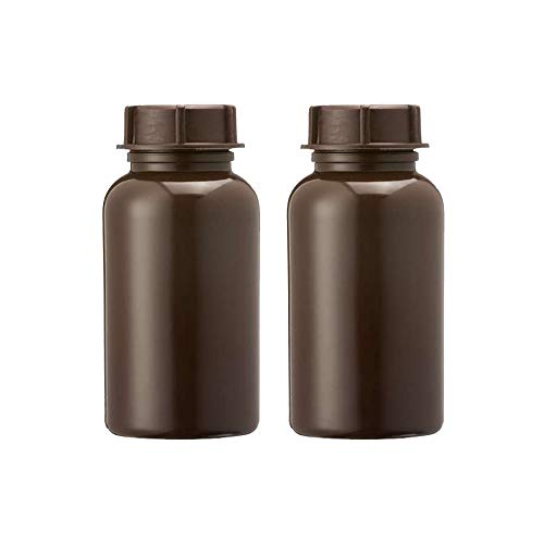 3Wthings Pack of 2 wide neck bottles made of LDPE with screw cap, 250 ml, colour: brown lightproof
