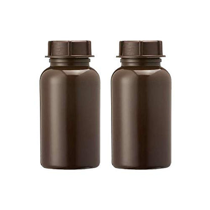 3Wthings Pack of 2 wide neck bottles made of LDPE with screw cap, 250 ml, colour: brown lightproof