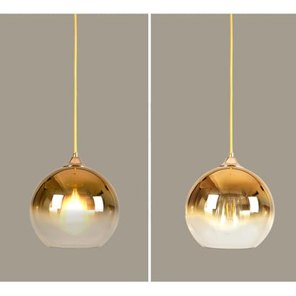 MZStech Spherical Gradient Color Glass Pendant Light Modern Glass Globe Lamp Chandelier Hanging Light (Gold, 30cm)