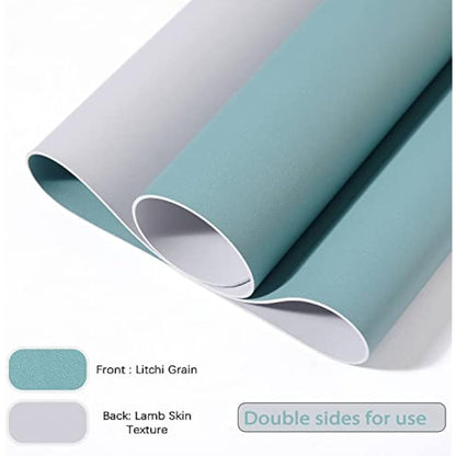 Desk Pad Large, Desk Mat, Extended Mouse Mat, Mouse Pad L, Desk Blotter, DOBAOJIA Laptop Pad Writing Pad for Office/Home, Dual-Side Use PU Leather Waterproof 35.4" X 16.9"(Greyish Green/Grey)