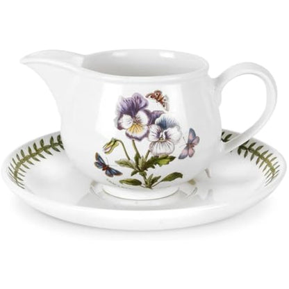 Portmeirion BG08535 Botanic Garden-1 pt. Gravy Boat and Stand (Romantic Shape), Ceramic, White