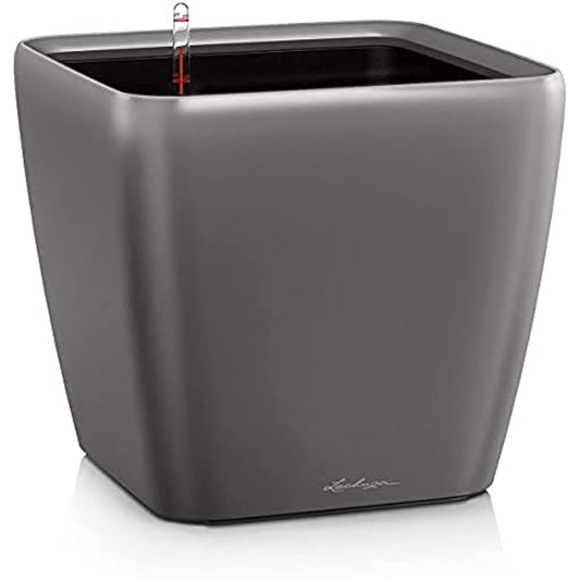 Lechuza Self Watering Plant Pot QUADRO LS 50 Garden Flower Indoor and Outdoor Plastic Planter with Drainage Hole H47 L50 W50 cm Charcoal Metallic