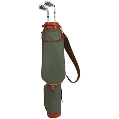 TOURBON Waterproof Canvas Course Training Practice Golf Club Carry Bag Travel Case With Soft Padded Shoulder Strap (Golf Bag TB904CA-Green)