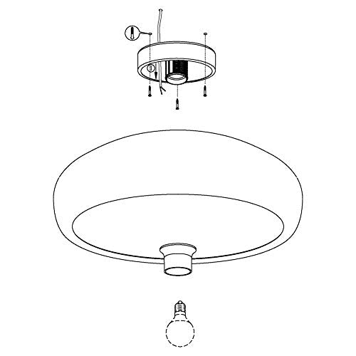 Eglo Mogano Vintage Flush Ceiling Light, Industrial Design White and Silver Steel Ceiling Lamp, Living Room, Kitchen, Hallway Lighting, E27 Socket