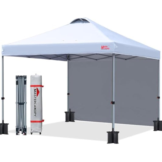 MASTERCANOPY Durable Ez Pop-up Gazebo Tent with 1 Sidewall (3x3M,White)