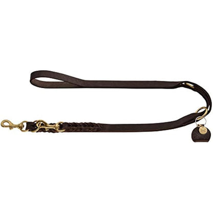HUNTER Sansibar SOLID Adjustable Leather Braided Dog Lead Durable Elegant 1.5 x 200 cm Dark Brown