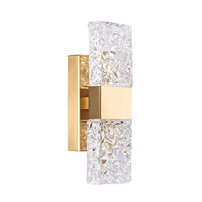 KRIPINC Crystal LED Wall Light, Water Ripple Design Wall Lamp, Gold Wall Lights, Up and Down Wall Lights, Crystal Wall Sconce for Living Room,