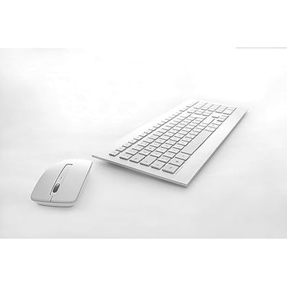 CHERRY DW 8000, Wireless Desktop Set, German Layout (QWERTZ), Battery-Operated, Ultra-Flat Keyboard, 3 Key Mouse with Infra-Red Sensor, Silver/White