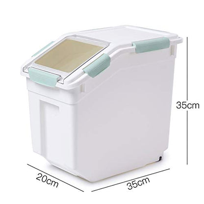 Toolzia Rice Dispenser 10kg with Scoop, Airtight Rice Storage Container Dry Food Dispenser Large Sealed Grain Containe Bin (Cyan)