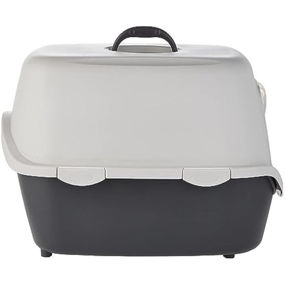 TRIXIE Vico litter tray with bonnet - easy click fasteners - plastic - 40 x 40 x 56 cm - denkel grey/light grey - 40271