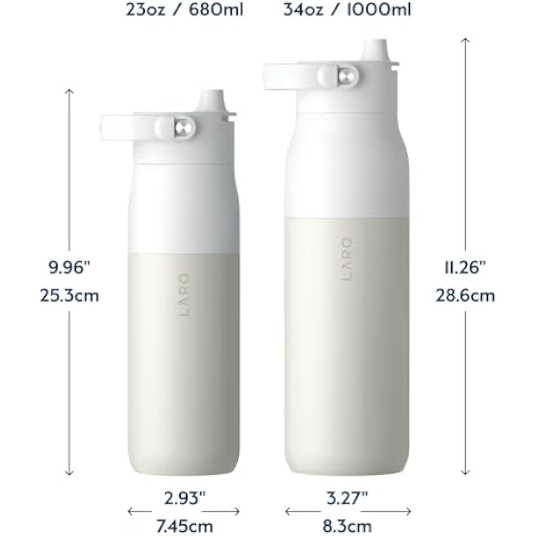 LARQ Bottle Swig Top 23oz - Insulated Stainless Steel Water Bottle with Built-in Silicone Handle | Thermos, BPA Free | Reusable Water Bottle for Sports, Gym, and Travel, Granite White