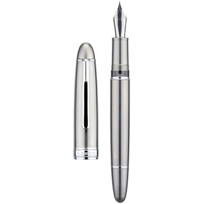 Asvine J16 Solid Titanium Fountain Pen Jowo Fine Nib Piston Filling, Ink Window Design with Wrench and Pen Box