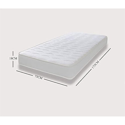 eXtreme comfort ltd Cooltouch Colours White Wave Hybrid Memory Foam & Pinna-Coil Innerspring Mattress With White Border 18cms Deep, Shorty 75cmx175cm
