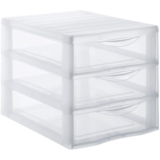Rotho "Orgamix" Drawer Box With 3 Drawers, Transparent, A4