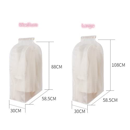 2PCS Zipper Dust Clothes Cover Waterproof Clothes Storage Wardrobe Suit Bags Closet Hangers Case Clothing Cover Dust Bag Hanging Organizer 2PCS