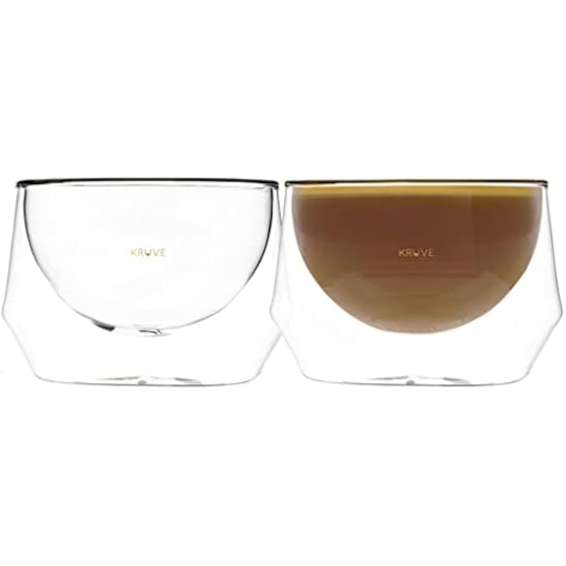 KRUVE IMAGINE Coffee Cups - Handcrafted Double-Wall Glass Cups (Set of Two, 8.5oz/250ml) - Perfect for Latte Art and Espresso - Durable Borosilicate Glass - Ideal for Coffee Mugs Lovers - Latte
