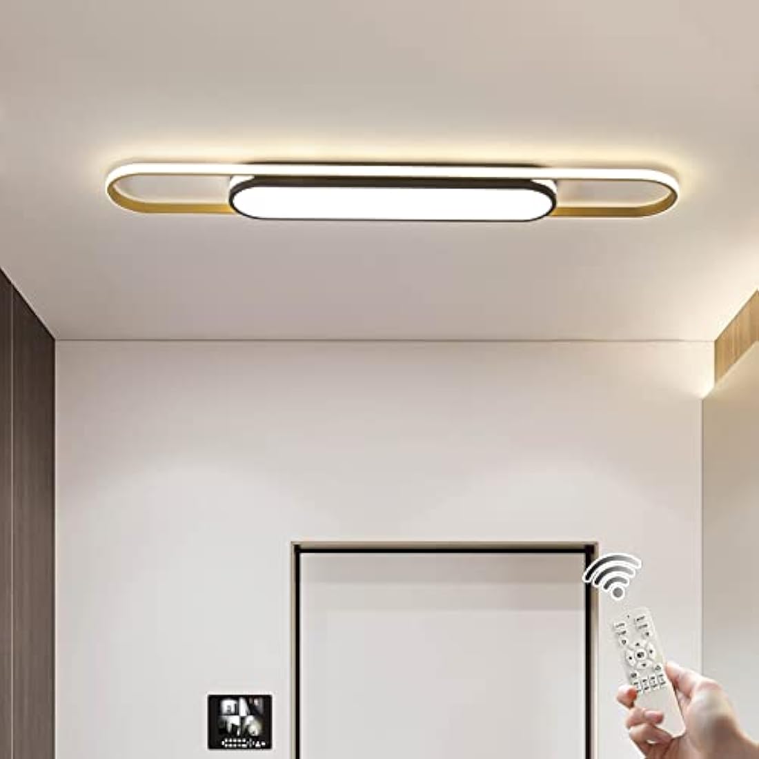 Oninio Modern Ceiling Light 110cm LED Linear Ceiling Lamp 48W Dimmable Ceiling Light with Remote Control for Kitchen Dining Room Cloakroom Hallway