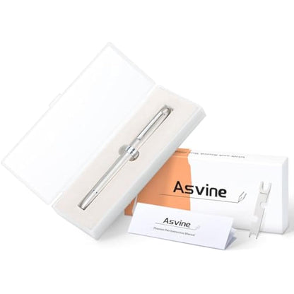 Asvine J16 Brushed Titanium Fountain Pen Fine Jowo Nib Piston Filling, Ink Window, Wrench & Box