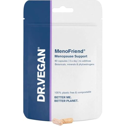 MenoFriend | Menopause Support | Botanicals, Minerals and Phytoestrogens| 60 Vegan Capsules | Two-A-Day | DR.VEGAN