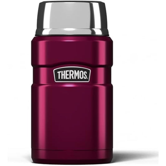 Thermos Stainless King Food Flask, 710ml Capacity - Sleek Multi- Purpose Flask for Daily Food Prep - Durable Stainless Steel with Raspberry Finish - Ideal for On-The-Go Meals & Drinks