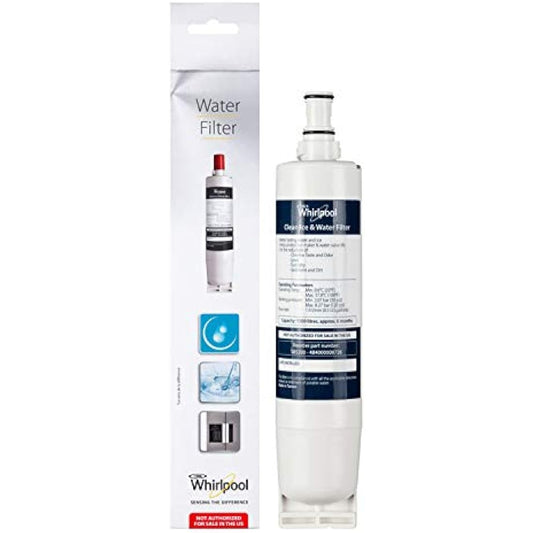 Whirlpool SBS200 Side-by-Side Refrigerator Water Filter, 0.287 kg, Activated Carbon, 6x6x30 cm, 6 Months, 1500 Liters, NSF Certified, White