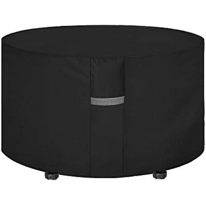 Dokon Garden Furniture Covers Waterproof Heavy Duty 600D Oxford Fabric Garden Table Cover with Air Vent Windproof Anti-UV Outdoor Table and Chairs Covers, Patio Set Cover Round Ø128x71cm - Black