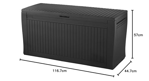Keter Comfy Storage Box 270 L, Graphite Color, 116.7 x 54.6 x 8.6 cm