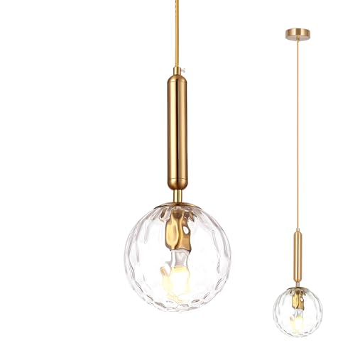 LFsem Modern Glass Globe Pendant Light Fixtures,Glass Ball Ceiling Chandelier Hanging Lamp for Bedroom Dining Room Restaurant Living Room (Transparent