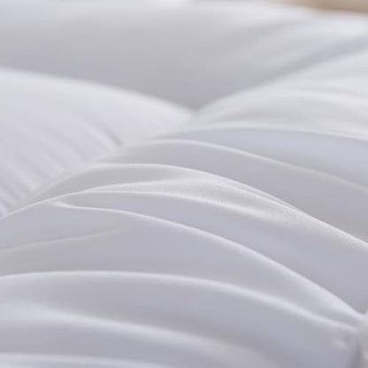 Hotel Quality Box Stitched Microfibre Mattress Topper 5cm Super soft Heavy Fill Orthopaedic Anti Allergy Quilted Mattress Topper (Single, 90cm X 190cm x5cm)
