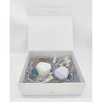 White Gift Box, 23.5 x17 x10 cm Gift Box with Magnetic Lids and Silk Ribbon Specially Designed for Present Birthdays, Holidays, Anniversaries Gift Packaging