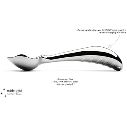 Midnight Scoop Stainless Steel Ice Cream Scoop for Hard Ice Cream (Dishwasher Safe Ice Cream Spade) Steel