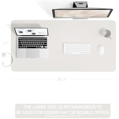 YSAGi Non-Slip Desk Pad, Waterproof PVC Leather Desk Table Protector, Ultra Thin Large Mouse Pad, Easy Clean Laptop Desk Writing Mat for Office Work/Home/Decor (90 x 43 cm, Gray)