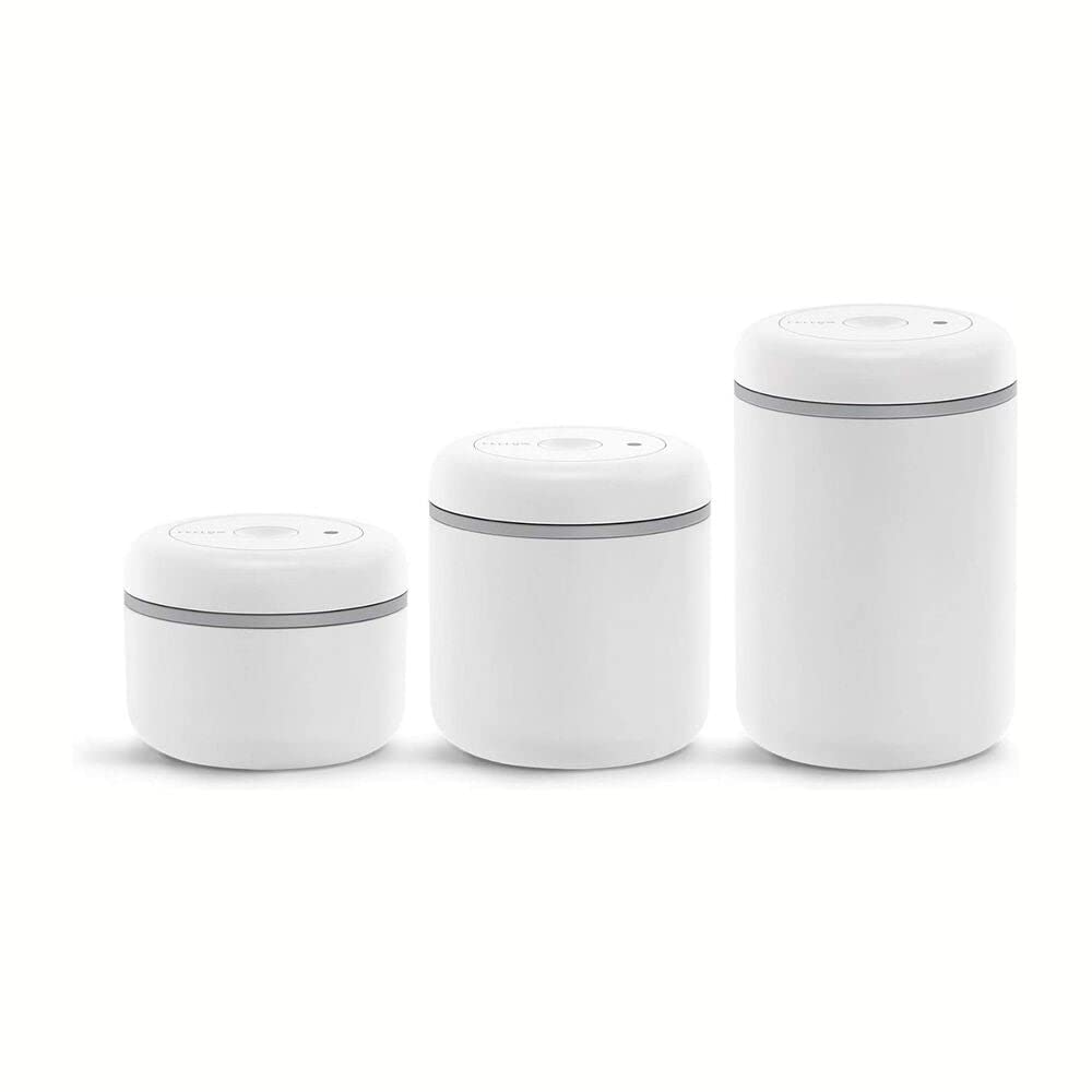 Fellow Atmos Vacuum Canister for Coffee & Food Storage - Airtight Sealed Container, Matte White, Large Coffee Bean Storage, 1.2 Litre Jar