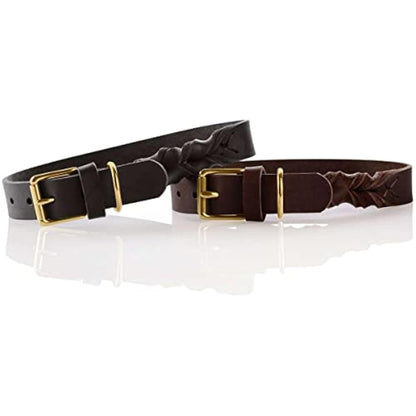 HUNTER SANSIBAR SOLID Leather Dog Collar Heavy Duty Grip Braided 65 (L) Black