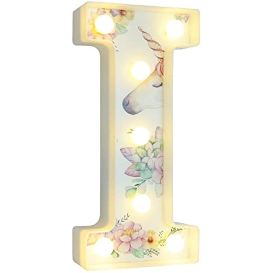 Vimlits Unicorn Light Up Letters, LED Letter Lights Warm White Alphabet Signs for Girls Birthday Party Decorations, Bedroom Night Light, Christmas & Valentine Wall & Table Decor - I