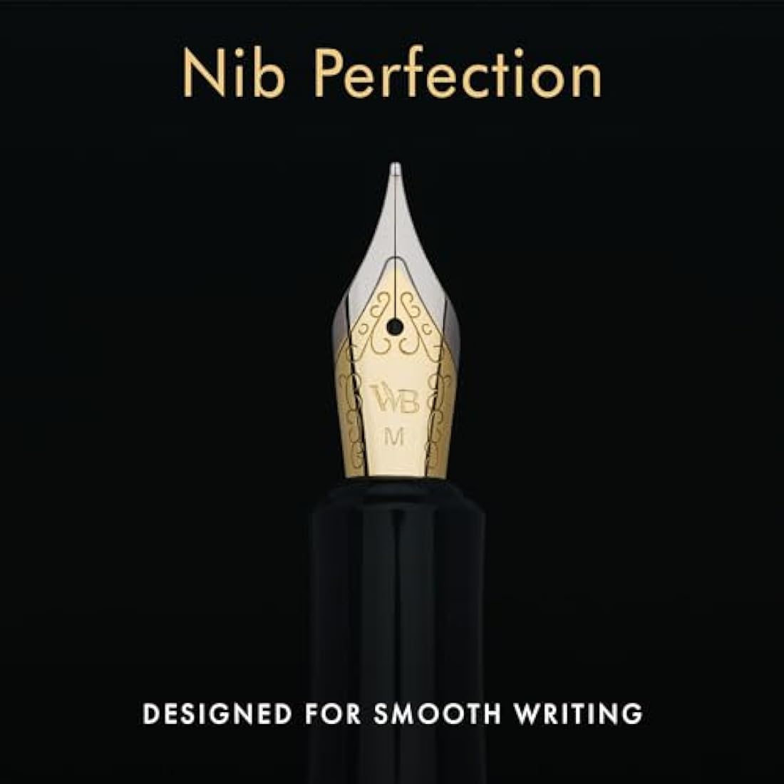 Wordsworth and Black Fountain Pen Mini EDC: Luxury Black Heavy Pocket Pen, Gold Finish, Medium Nib, 6 Ink Cartridges, Ink Converter, Travel Refillable Writing Pen Gift Set, Men & Women