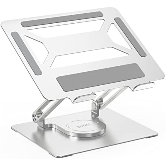 BoYata Laptop Stand for Desk, Adjustable Computer Stand with 360° Rotating Base, Ergonomic Foldable Laptop Riser Holder for Collaborative Work, Compatible with All MacBook Pro/Air, Notebook up to 17"