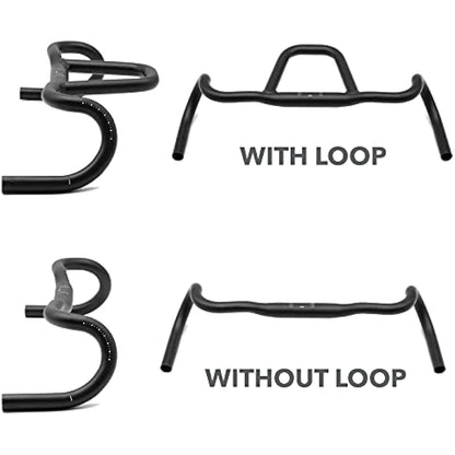 REDSHIFT Kitchen Sink Bike Drop Bar Handlebar for Road Bikes, Bicycle Gravel Handlebars, Aluminum, 31.8mm Clamp, 53cm Width, 20mm Rise, Cycling Gear Biking Accessories (With Loop)