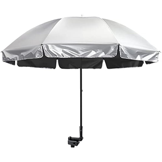 G4Free UPF 50+ Universal Clamp On Umbrella Adjustable Outdoor UV Protection Beach Chair Umbrella for Strollers, Wheelchairs, Patio Chairs, Golf Carts and Beach