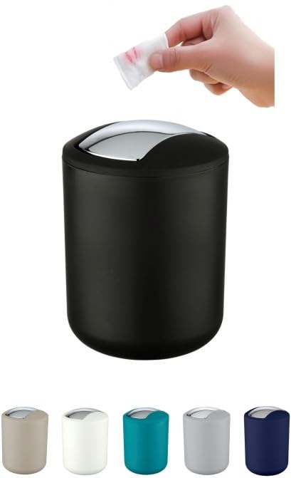 WK "Brasilia" Table Top Kitchen Waste / Cosmetics Small Bin MidnightBlack