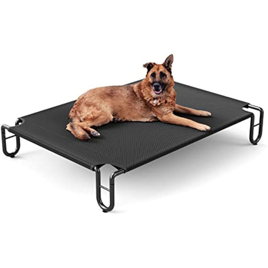 FAYDUDU Raised Dog Bed Elevated Dog Beds Large Washable Chew Resistant Off Floor Pet Bed for Indoor and Outdoor Use (L, Black)