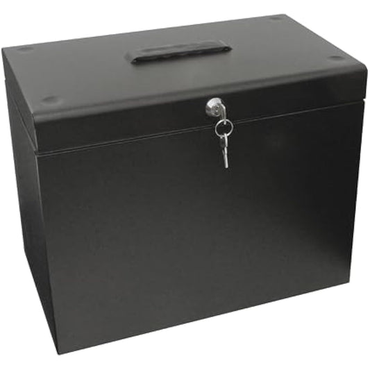 Cathedral Products A4 Steel File Box with Starter Pack of 5 Suspension Files - Black