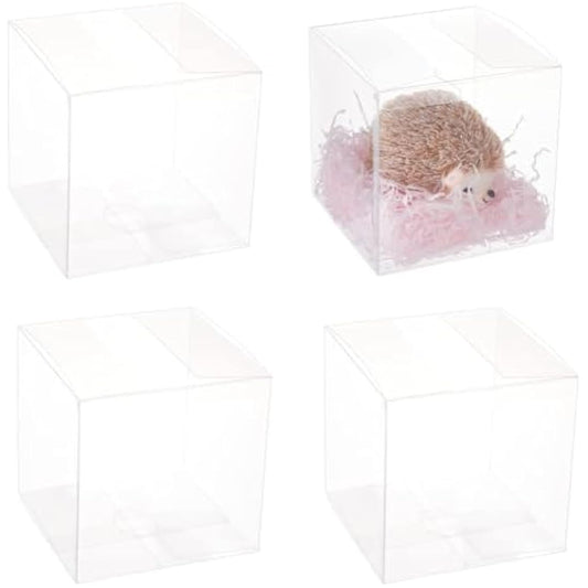 BENECREAT 10PCS Clear Wedding Favour Boxes 15x15x15cm, Large Square PVC Transparent Gift Boxes for Candy Chocolate Birthday Party Gift Wrapping