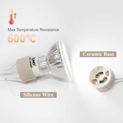DiCUNO GU10 Lamp Holder 0.75mm² Silicon Wire GU10 Connector Ceramic Base for LED and Halogen,250V,Max 300W,50-Pack
