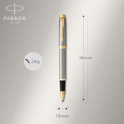 Parker IM Rollerball Pen | Brushed Metal | Fine Point Black Ink | Gift Box