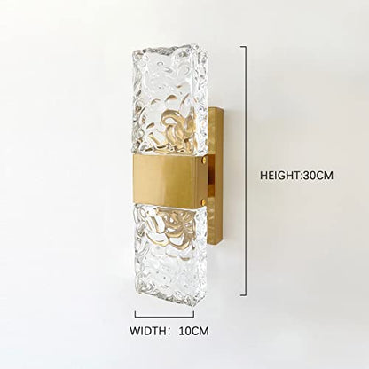 KRIPINC Crystal LED Wall Light, Water Ripple Design Wall Lamp, Gold Wall Lights, Up and Down Wall Lights, Crystal Wall Sconce for Living Room,
