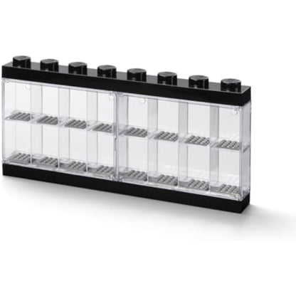 LEGO Minifigure Display Case 16 Black, Stackable Container for Wall or Desk, Space for 16 Minifigures, Home Office Display Cabinets LEGO storage