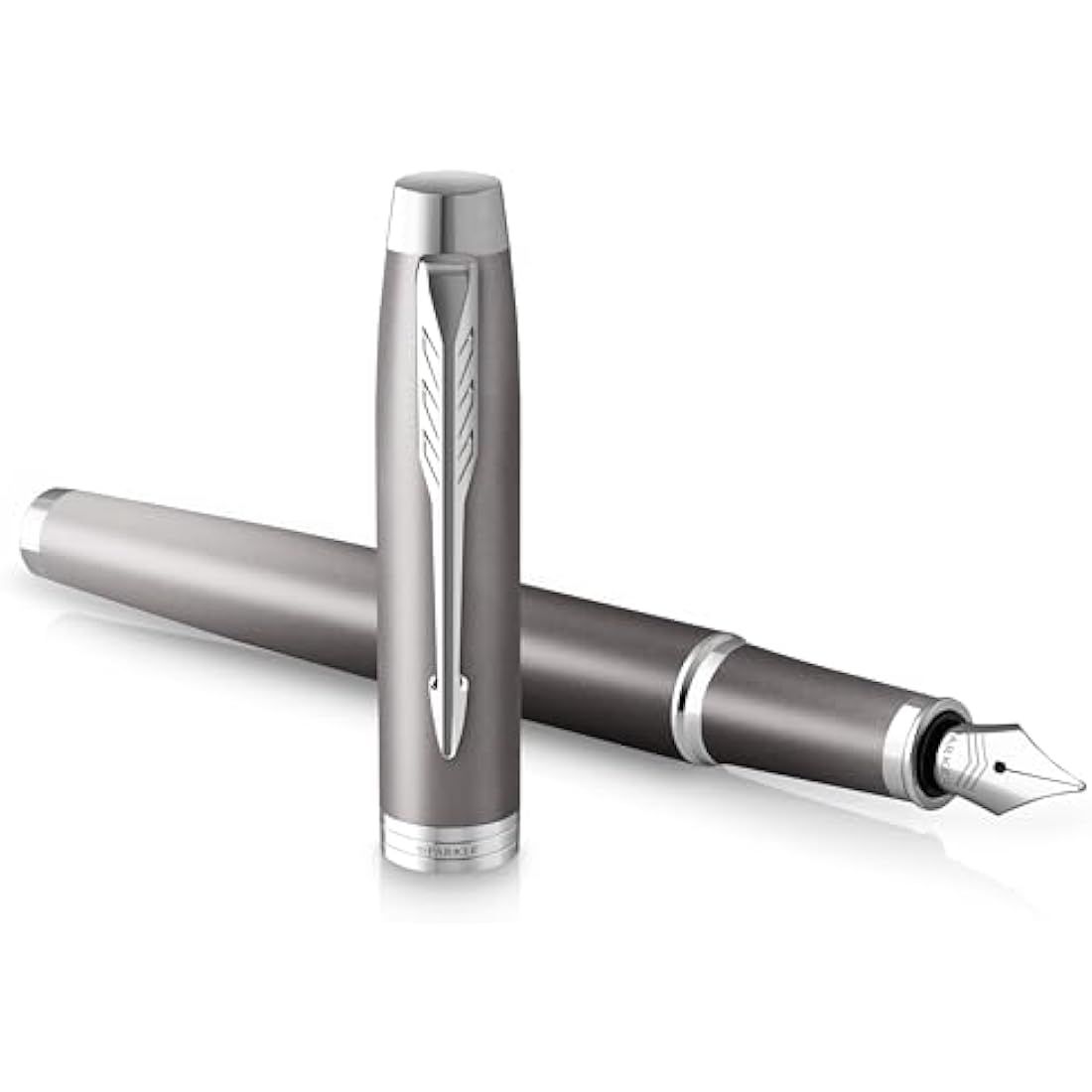 PARKER IM Writing Rituals Fountain Pen, Grey Finish with Gradient, Chrome Trims, Fine Nib, Blue Ink, Gift Box