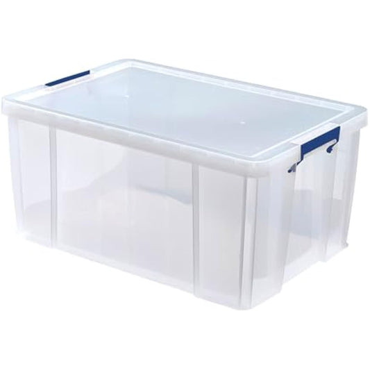 BANKERS BOX 70L Plastic Storage Box with Lids, ProStore Super Strong Stackable Plastic Storage Boxes (30 x 48 x 38.5cm), Clear